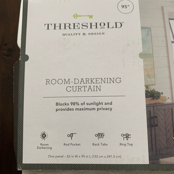 NEW 2 Threshold 95 X 52 Ivory Faux Silk Room Darkening curtains NEW - Picture 4 of 10